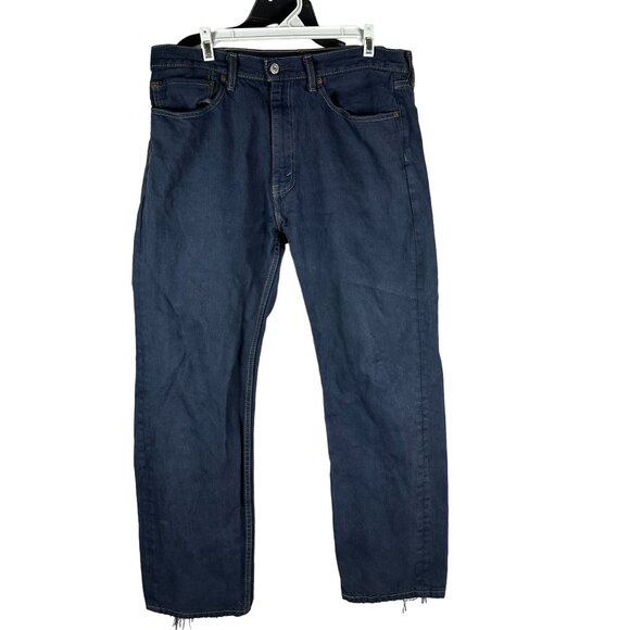 Levi's Other - Levis 505 Mens Blue Jeans 38x30 Cotton Denim Frayed Hem Classic Fit